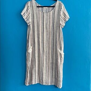CP Shades 100% Linen Striped Dress